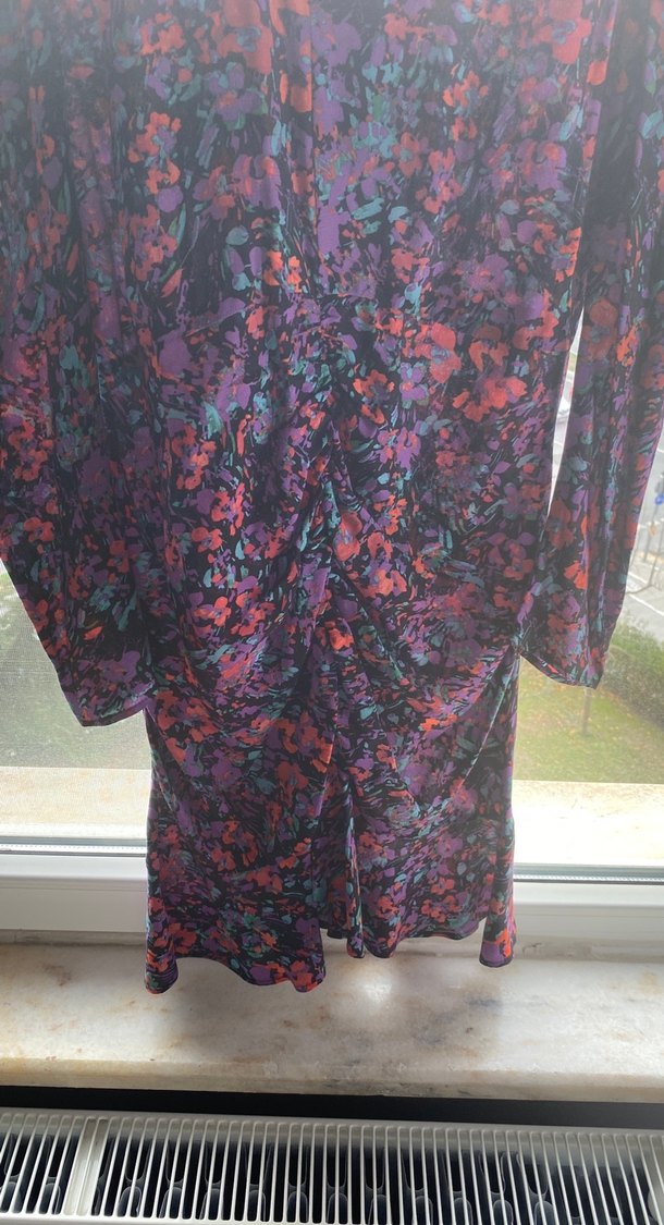 Kadın Çok Renkli V Yaka Midi Bohem Elbise - Görsel 3