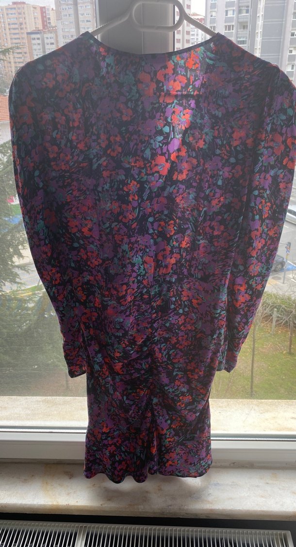 Kadın Çok Renkli V Yaka Midi Bohem Elbise - Görsel 4