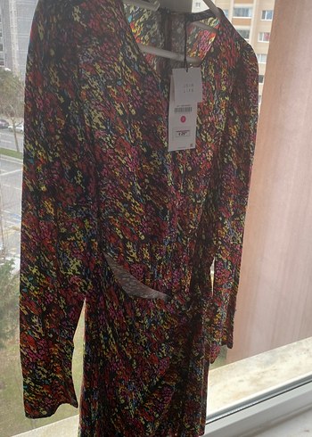 Kadın Çok Renkli Batik Desenli Midi Elbise - Görsel 3