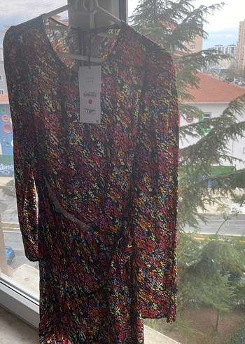 Kadın Çok Renkli Batik Desenli Midi Elbise - Görsel 2