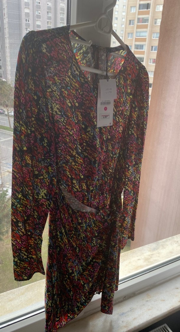 Kadın Çok Renkli Batik Desenli Midi Elbise - Görsel 3