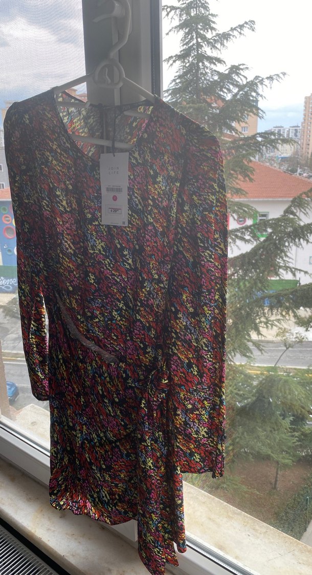 Kadın Çok Renkli Batik Desenli Midi Elbise - Görsel 2