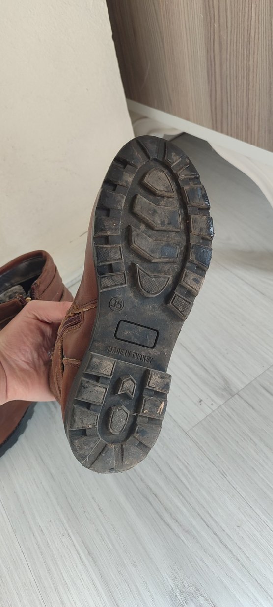 Kahverengi Deri Tokalı Biker Kadın Bot - Görsel 4