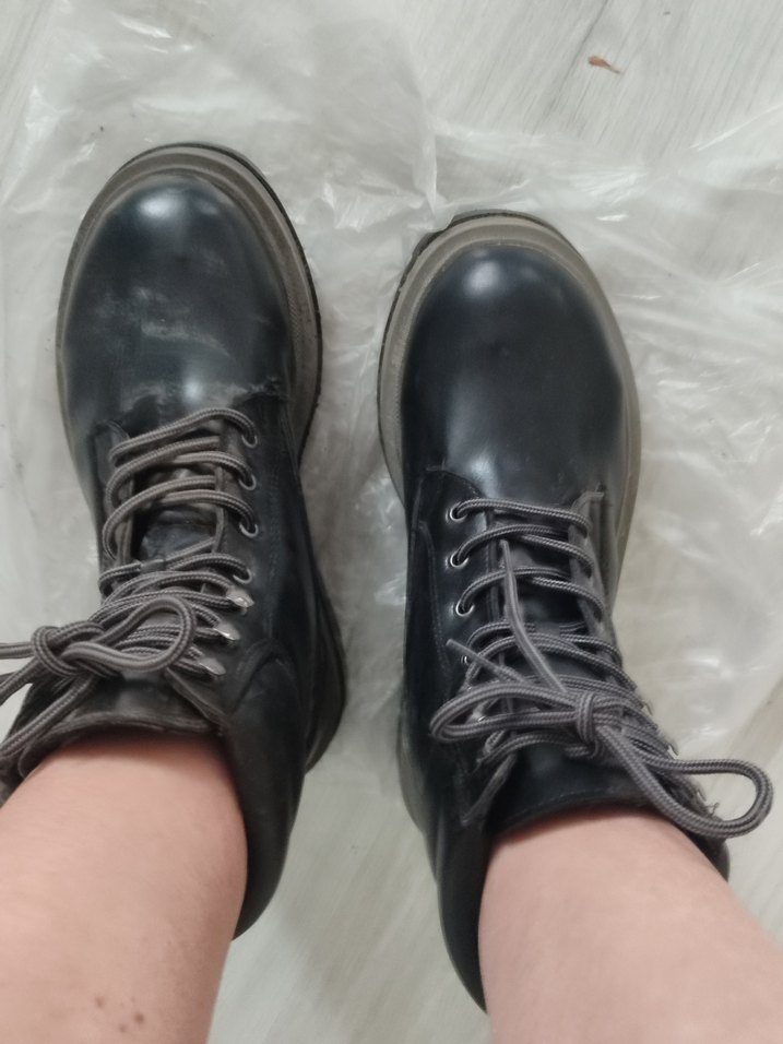 Siyah Gri Platform Topuklu Bağcıklı erkek Bot - Görsel 3