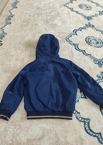 Erkek Çocuk Mavi Kapüşonlu Kürklü Mont - Görsel 4