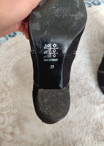 Siyah Yılan Desenli Payetli Stiletto Topuklu Ayakkabı - Görsel 4