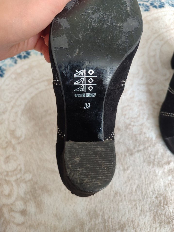 Siyah Yılan Desenli Payetli Stiletto Topuklu Ayakkabı - Görsel 4