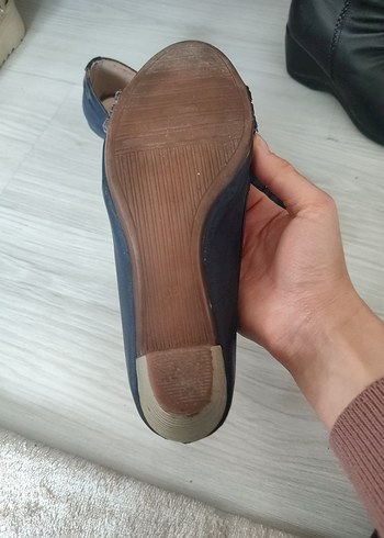 Mavi Rugan Tokalı Kadın Topuklu Babet - Görsel 4