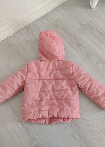 Kız Çocuk Pembe Kapüşonlu Fermuarlı Mont - Görsel 5