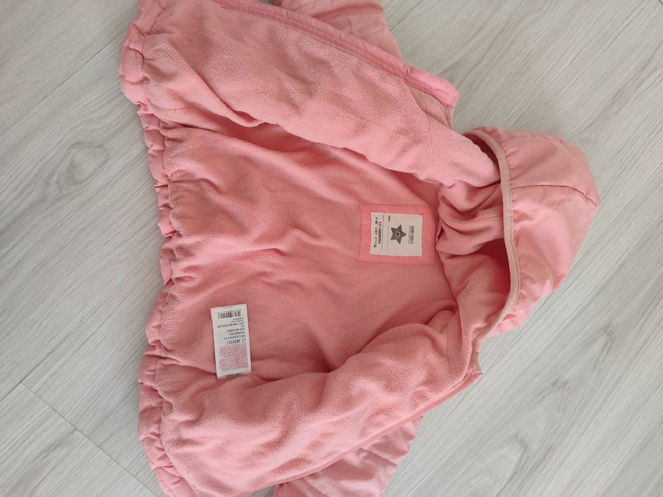 Kız Çocuk Pembe Kapüşonlu Fermuarlı Mont - Görsel 3