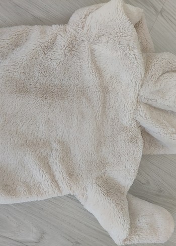 Kız Çocuk Kapüşonlu Bej Peluş Mont - Görsel 5