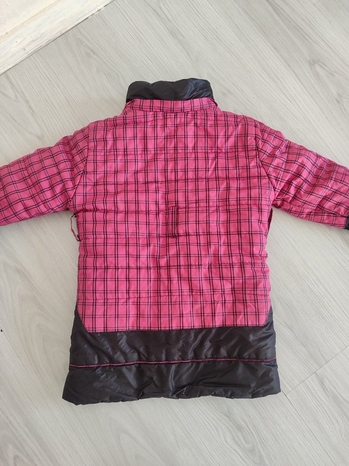 Kız Çocuk Pembe Ekose Fermuarlı Ceket - Görsel 4