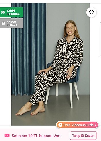 Leopar süet pijama takımı