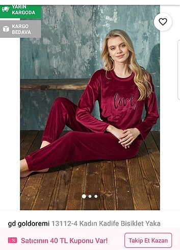 Kadın kadife pijama takımı