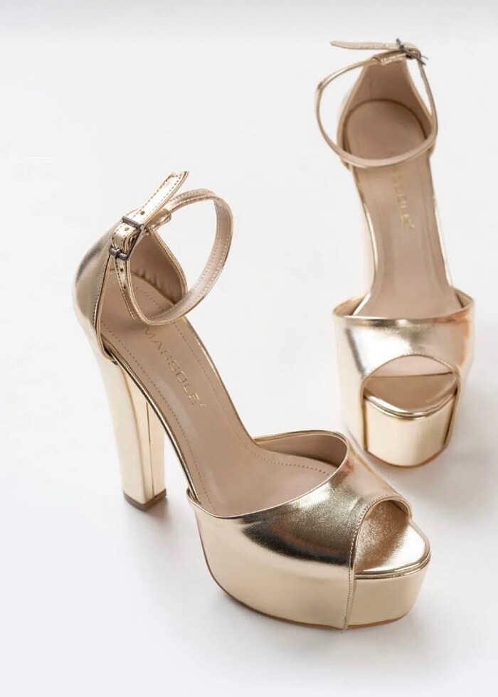Altın Metalik Platform Ayakkabı - Görsel 2