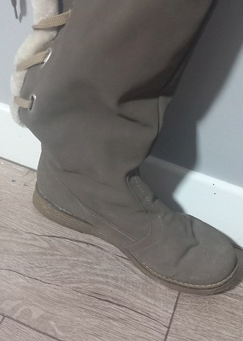 39 Beden Bej Süet Tüylü Dolgu Topuk Kadın Bot
