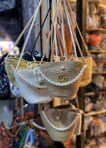 Zara İnci Detaylı Örgü Bohem Kadın Çanta