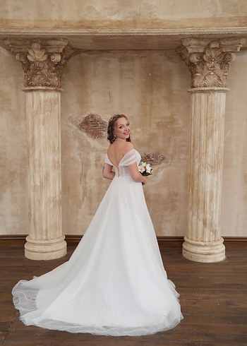 Straplez A Kesim Beyaz Uzun Gelinlik 36/38 beden - Görsel 3