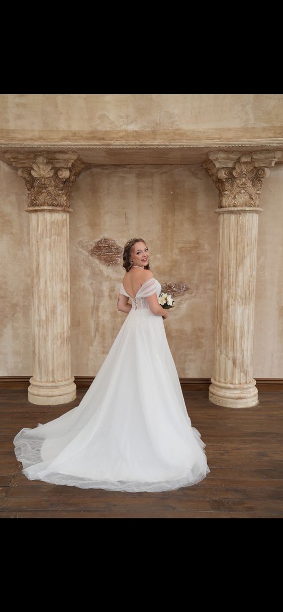 Straplez A Kesim Beyaz Uzun Gelinlik 36/38 beden - Görsel 3