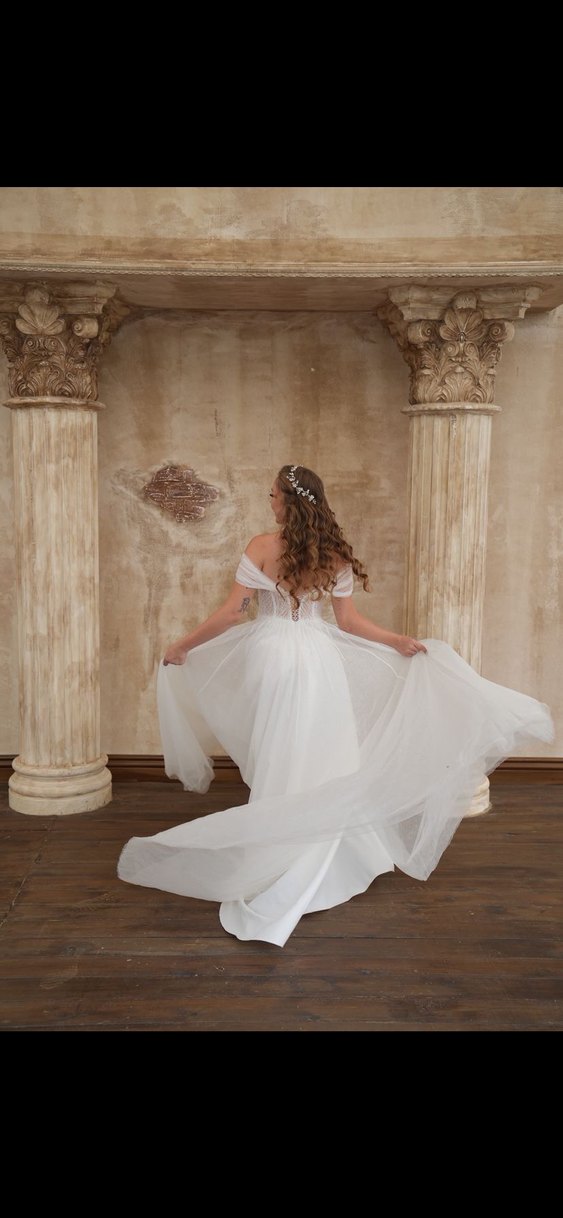 Straplez A Kesim Beyaz Uzun Gelinlik 36/38 beden - Görsel 4