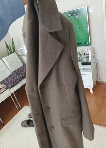 Zara Düğmeli Bej Midi kadın Yün Kaban