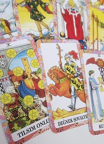  Klasik Tarot Destesi Rider Waite -Turuncu Renkli Desenli Tasarım