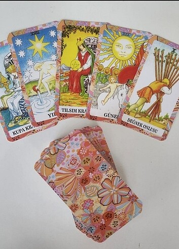 Klasik Tarot Destesi Rider Waite -Turuncu Renkli Desenli Tasarım