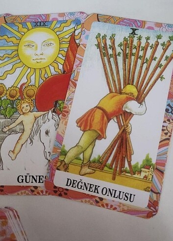  Beden Klasik Tarot Destesi Rider Waite -Turuncu Renkli Desenli Tasarım