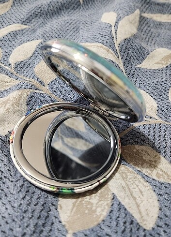  Beden çeşitli Renk Sulu Simli Cep Aynası - Makyaj Aynası - Çanta Aynası - El Aynası