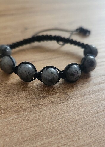 Spektrolit Doğal Taşlı Makrome Örgü Bileklik - Görsel 3