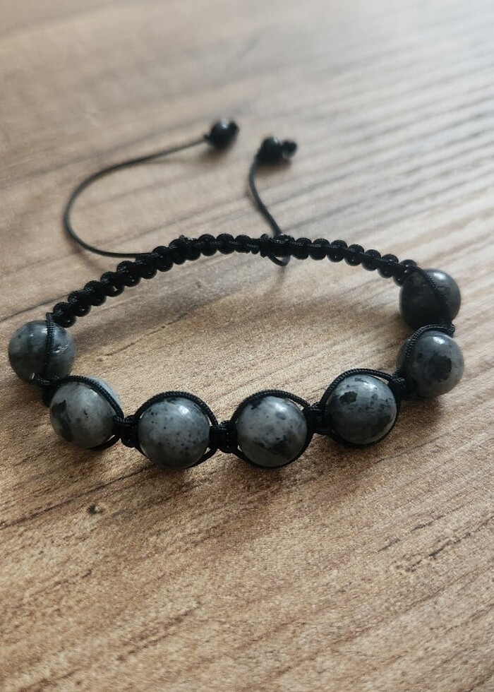 Spektrolit Doğal Taşlı Makrome Örgü Bileklik - Görsel 2