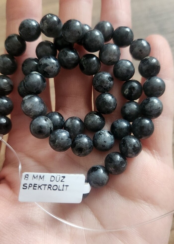 Spektrolit Doğal Taşlı Makrome Örgü Bileklik - Görsel 4