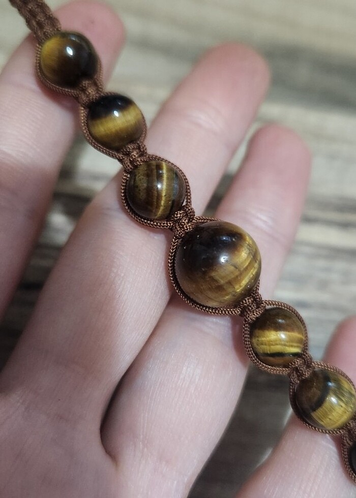 Kaplan Gözü Makrome Örgü Bileklik - Görsel 2