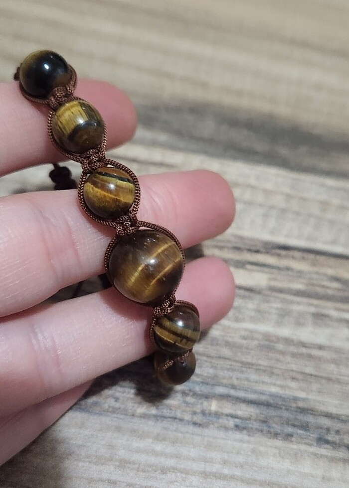 Kaplan Gözü Makrome Örgü Bileklik - Görsel 3