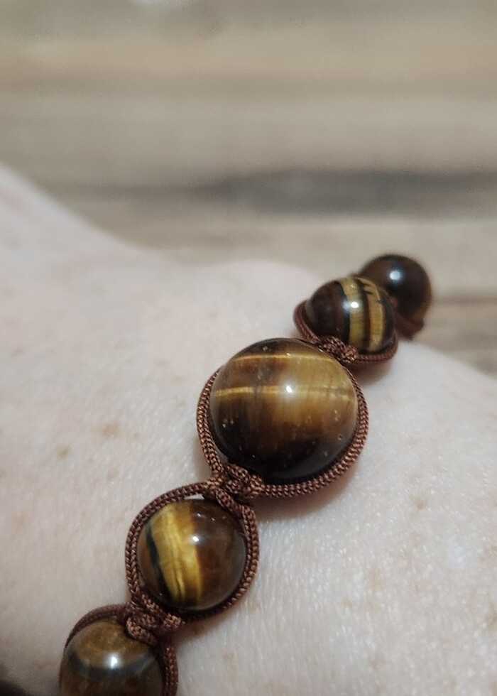 Kaplan Gözü Makrome Örgü Bileklik - Görsel 4