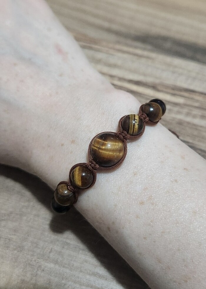 Kaplan Gözü Makrome Örgü Bileklik - Görsel 5