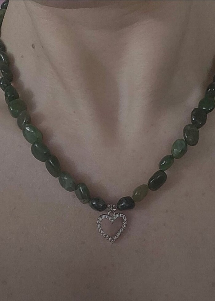 Doğal Taş Kolye - Yeşim Taşı İri Amorf Kesim - Görsel 2