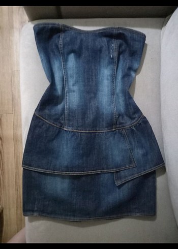 Kadın Lacivert Kot Mini Elbise