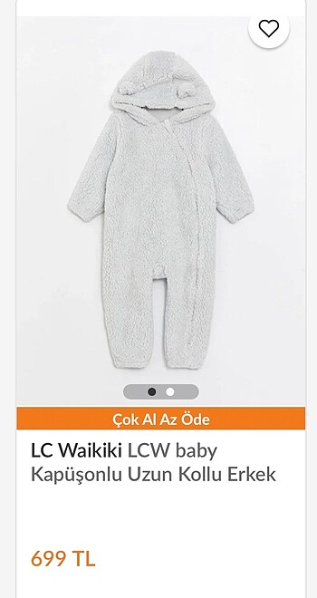 LC Waikiki LCW peluş tulum 12-18 ay (2 yaşa uygundur)