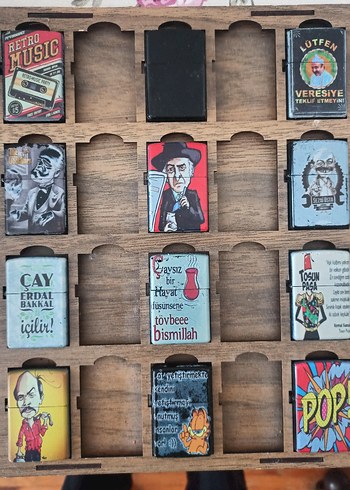 Retro Tasarımlı Ahşap Kutulu 12 Tane Zippo