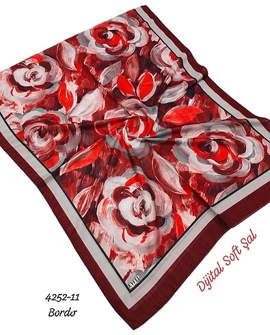 Bordo güllü şal