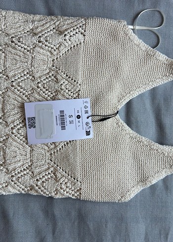 Bershka Bej V Yakalı Kısa Örgü Elbise
