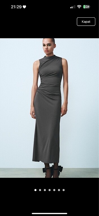 Zara drape detaylı elbise