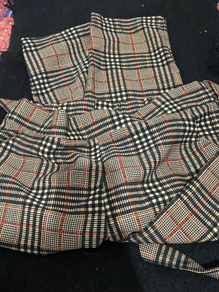 Kadın Ekose Desenli Kumaş Pantolon - Görsel 3