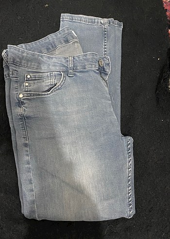 Düğmeli Gri Normal Boy Kadın Kot Pantolon - Görsel 2