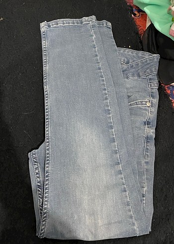 Düğmeli Gri Normal Boy Kadın Kot Pantolon - Görsel 3