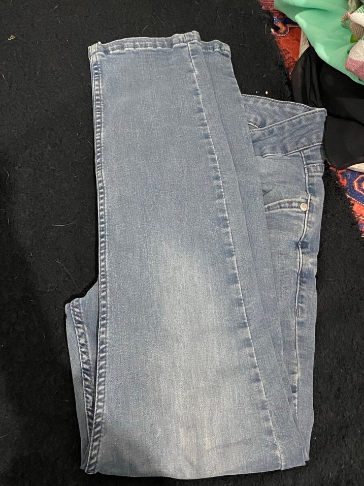 Düğmeli Gri Normal Boy Kadın Kot Pantolon - Görsel 3