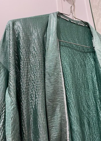 Parlak Yeşil Uzun Kadın Sabahlık Takım - Görsel 2