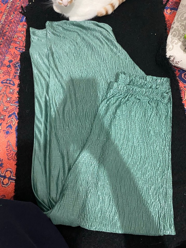 Parlak Yeşil Uzun Kadın Sabahlık Takım - Görsel 4