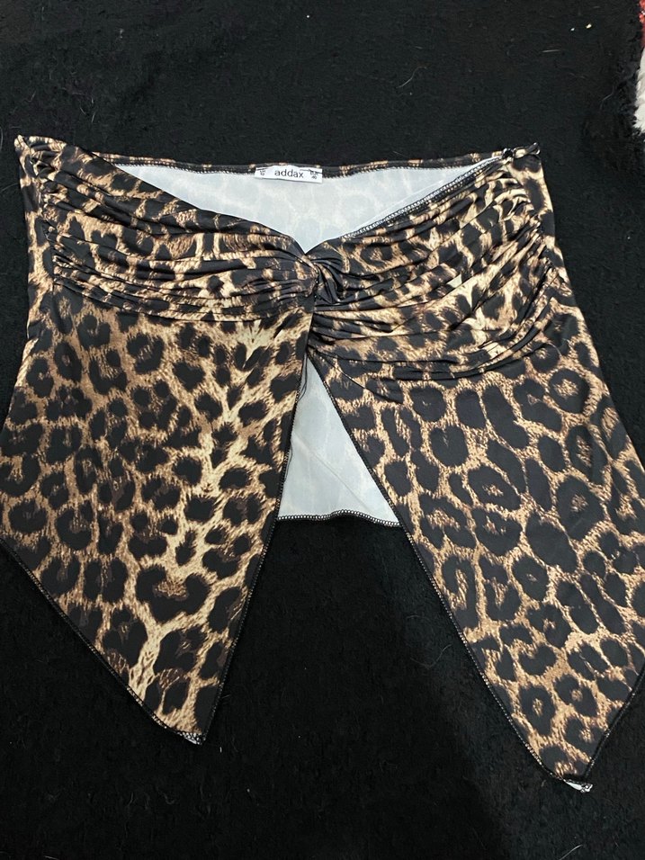 Leopar Desenli Crop Top - Görsel 4